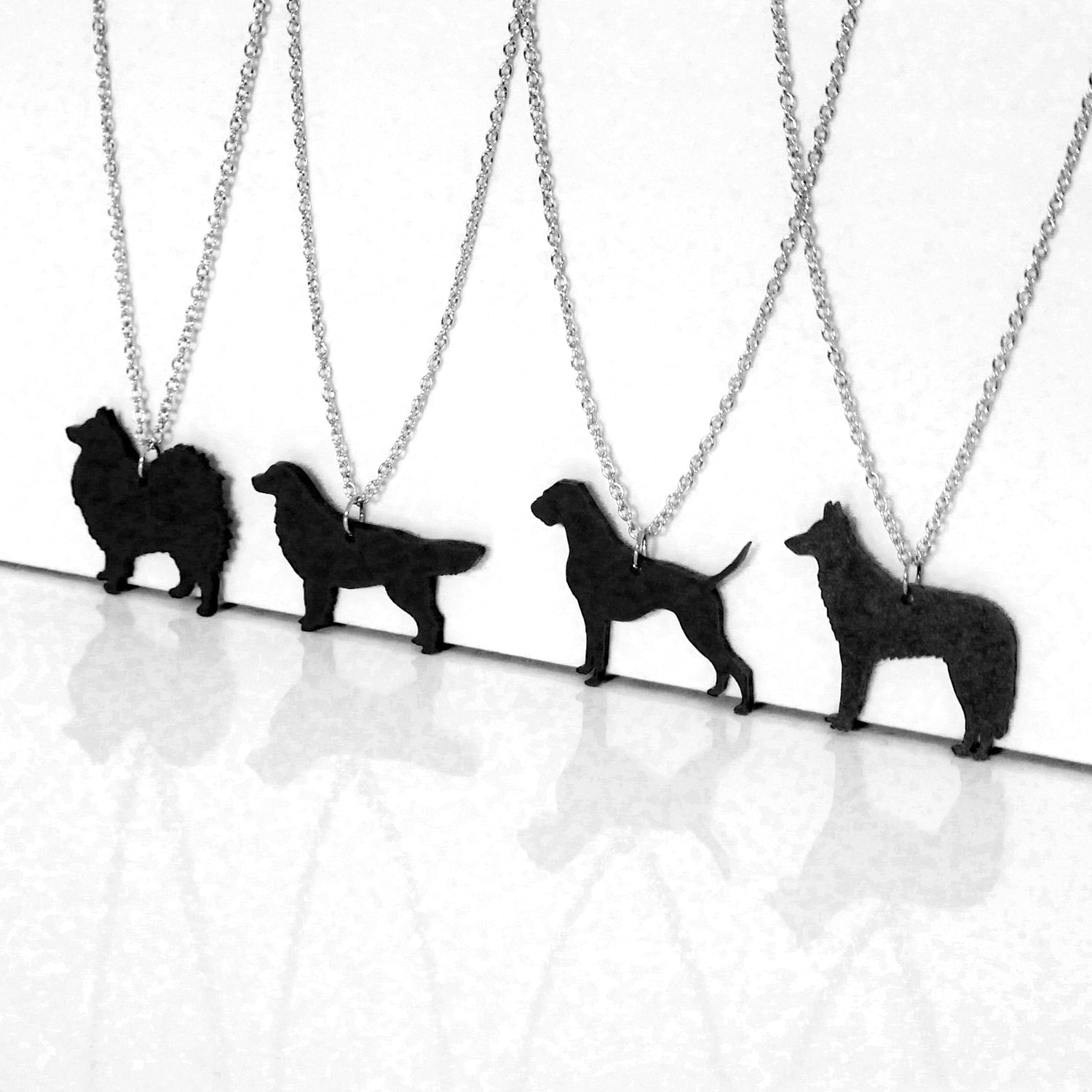 Kotimaisesta koivuvanerista valmistetut koira kaulakorut kaulaketju 55cm ruostumaton teräs