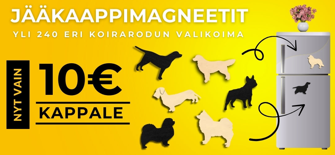 Jääkaappimagneetit nyt alennettuun hintaan 10€ kappale. Tarjous voimassa 17.8.2025 saakka.