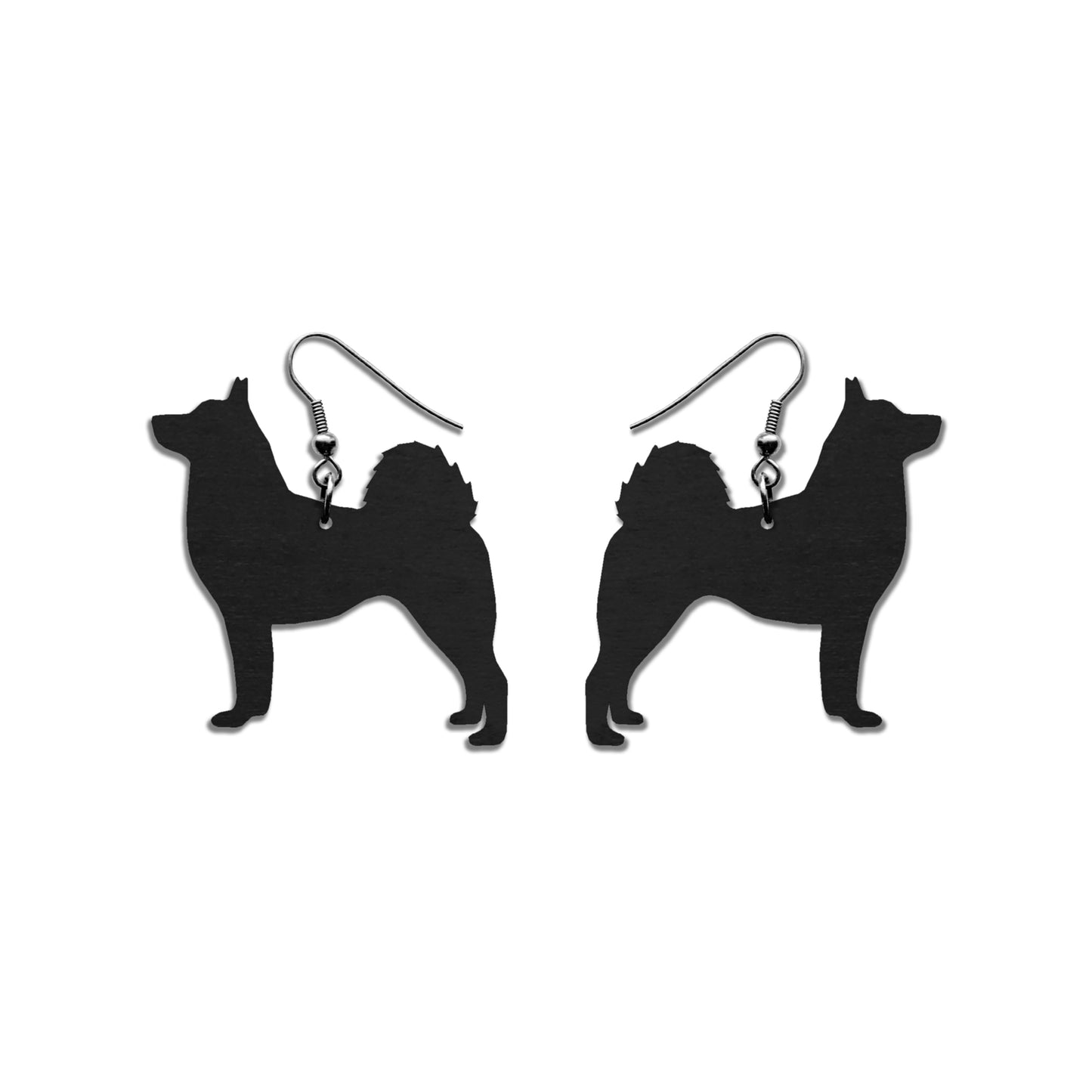Buhund norjanpystykorva norjanpaimenkoira korvakorut kotimainen musta koivuvaneri ruostumaton teräs